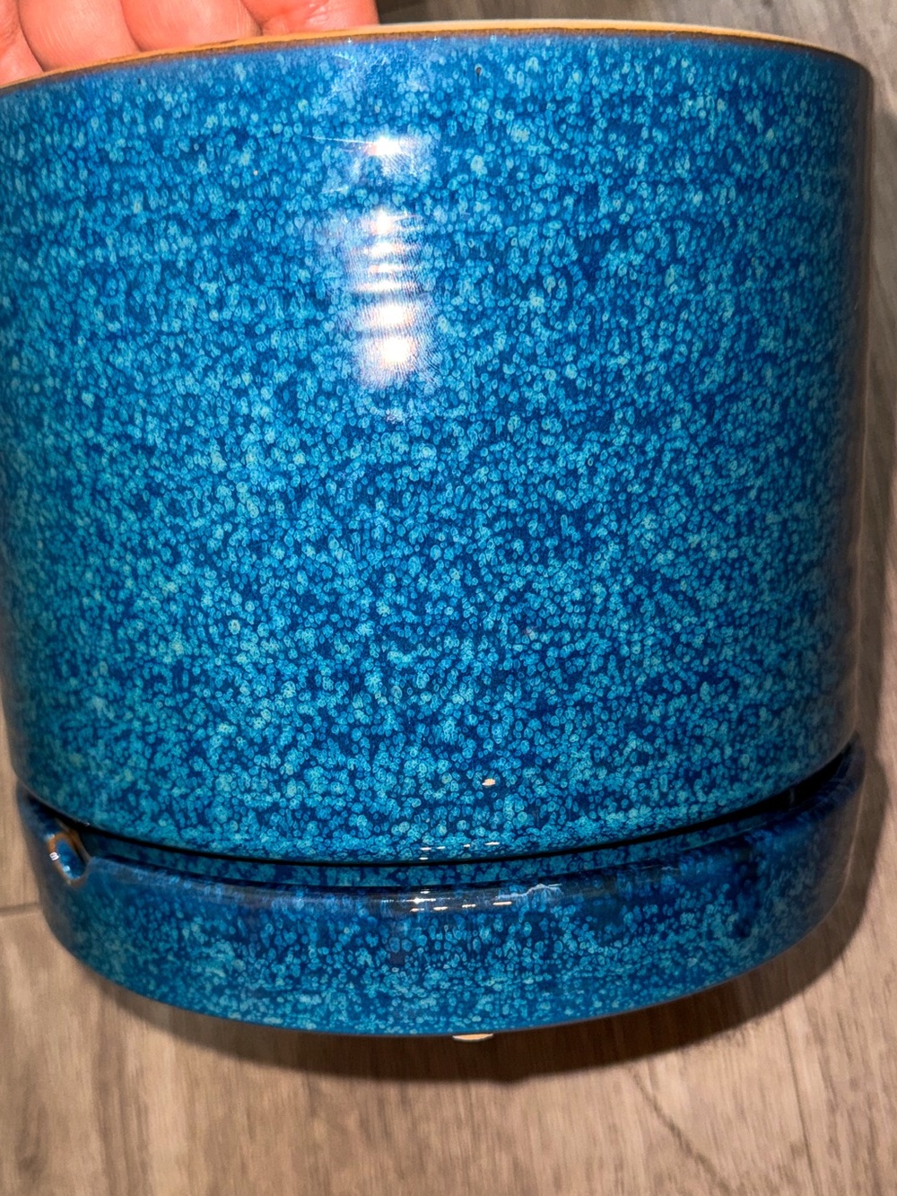 Speckled Blue Ceramic Planter